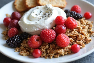 Teller mit gesundem Frühstück